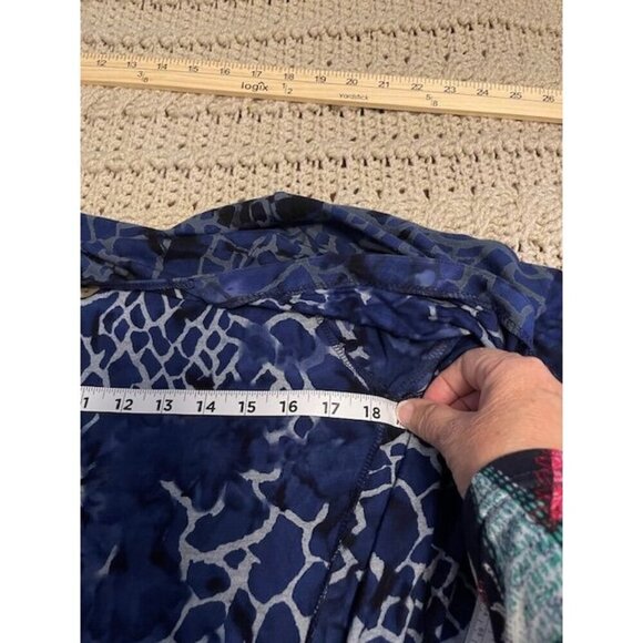 DUNIA Y2K Blue Animal Print Wrap Dress 3/4 Sleeve - Rayon & Lycra Blend - Women' - Picture 14 of 14